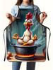 Cartoon Rooster Apron, All-Season Use, Durable & Stain-Resistant, Practical & Fun Cooking Apron