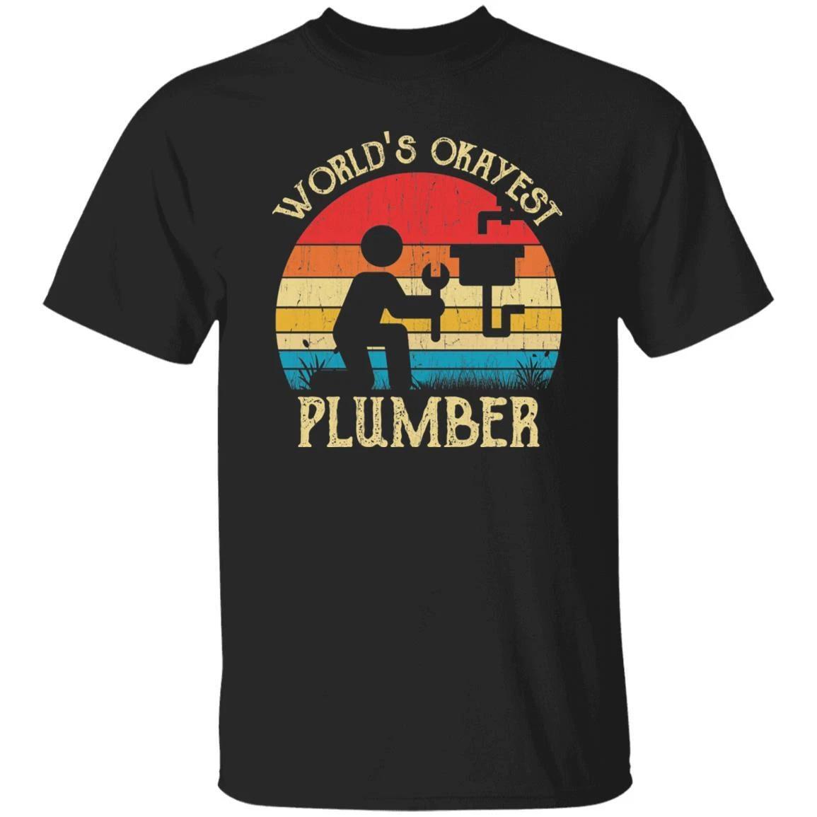 Plumber Unisex Shirt World s Okayest Plumber retro tee Black Dark Heather XL