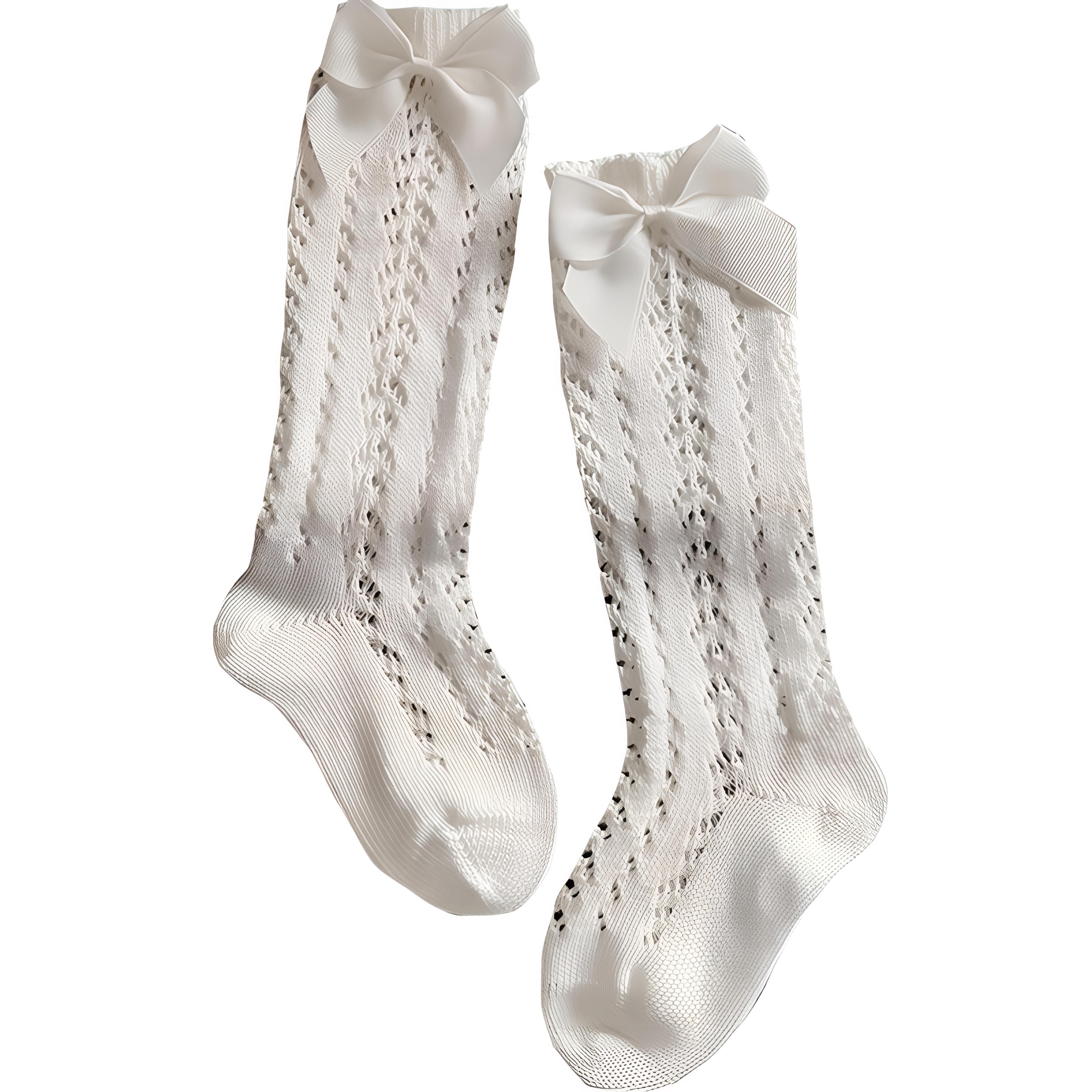 

Детские ажурные носки до колена в королевском стиле для девочек. Носки-трубы с бантом для малышей. Детские ажурные носки для детей 0-6 лет 0-1y серый