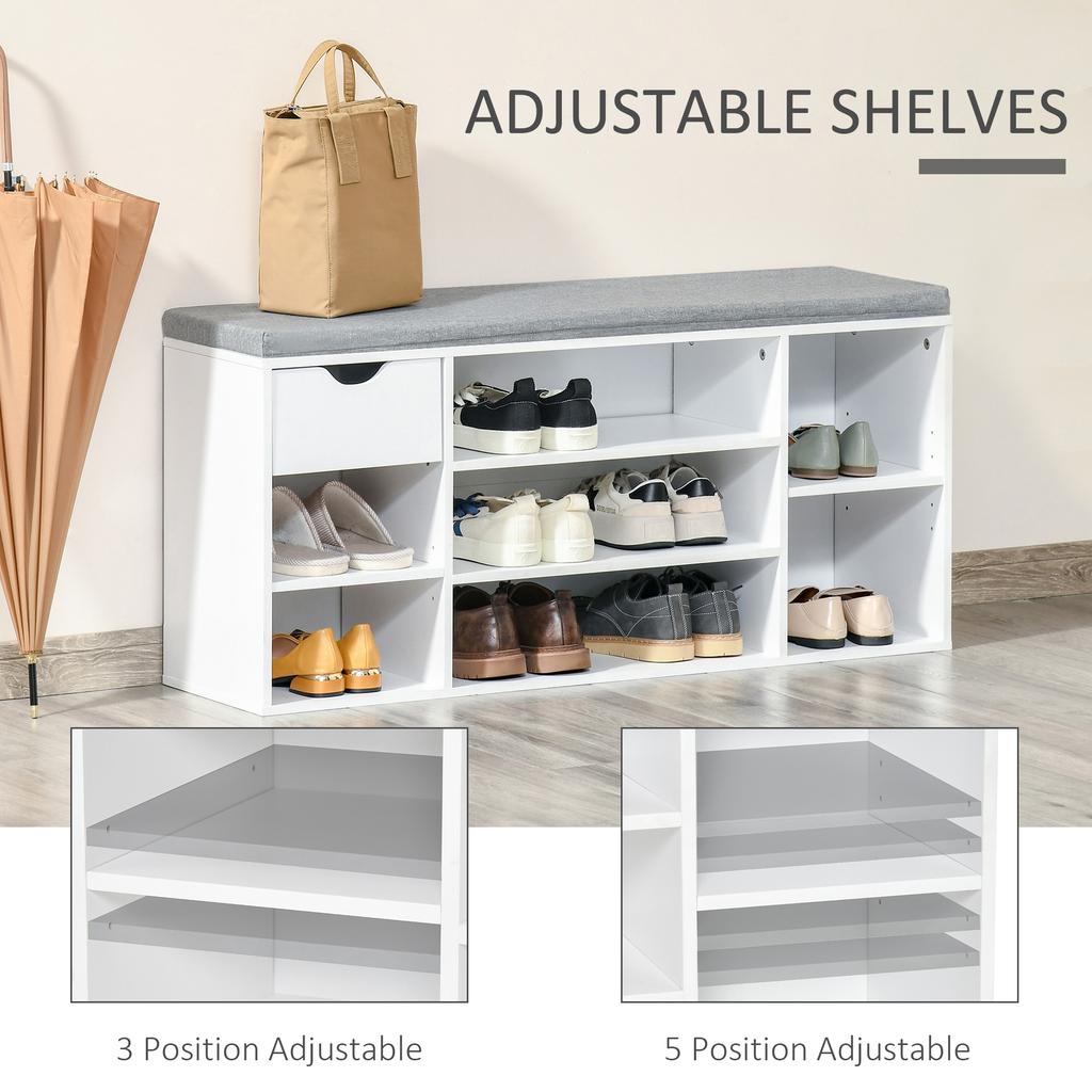 Shoe Storage Bench With Cushion White