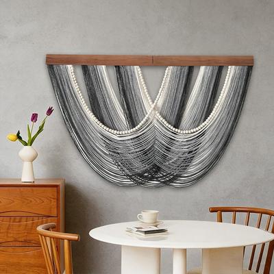Graues Baumwollseil Gradient Fransen Wandteppich Heimdekoration Wandbehang Böhmisch Grenzüberschreitende Wanddekoration Holzperlen Dekoration
