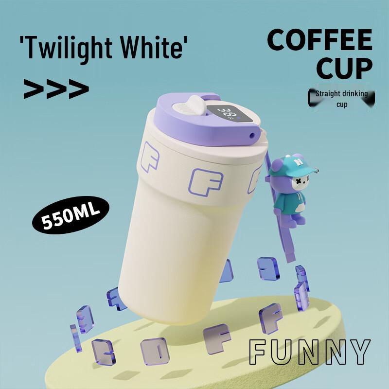 MRSIKEY 316L Stainless Steel Double-Drink Vacuum Flask with Temperature Display