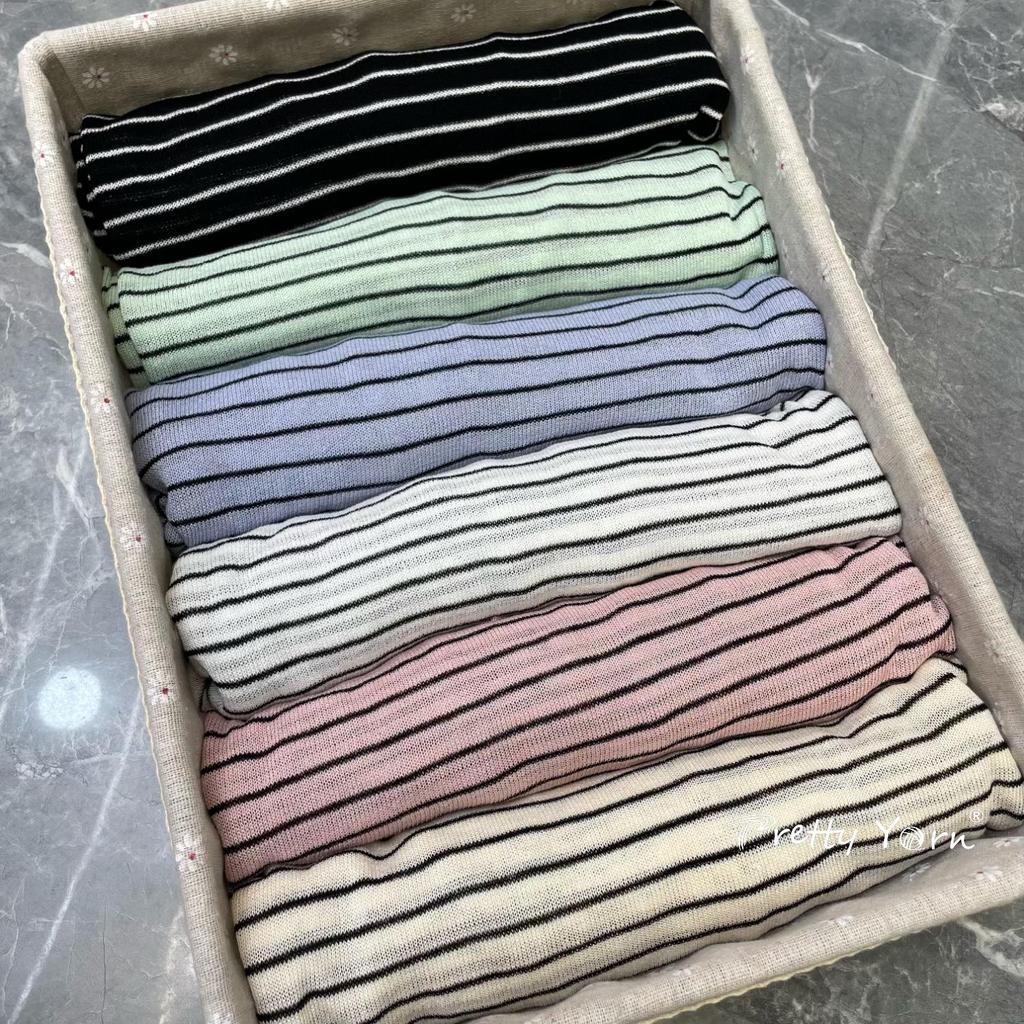 Relaxed Lightweight Summer Striped Knitwear: Women's Long Sleeve Loose Sun Protection Pullover Top