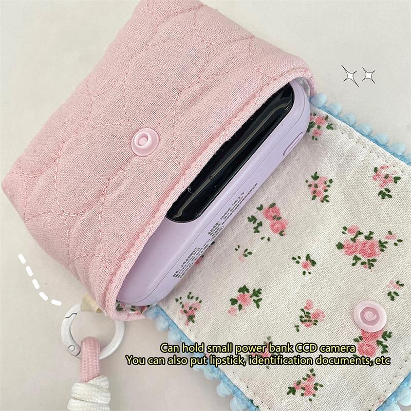 Floral Coin Purse Portable Clutch Bag Lipstick Earphone Sundries Storage Bag Wallet Pouch Mini Makeup Bag