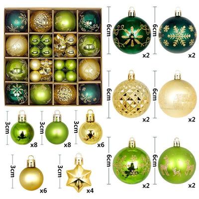 44-Piece Christmas Tree Hanging Ball Set - 6cm Colored Decorations