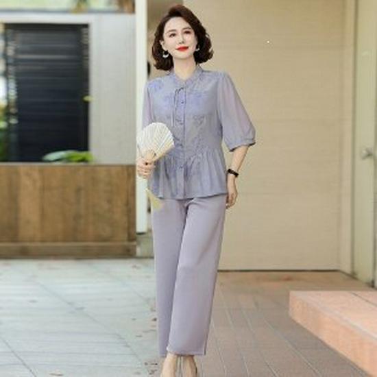

Summer 2026 Fashionable Short-Sleeved T-Shirt for Middle-Aged and Elderly Women 3XL синій