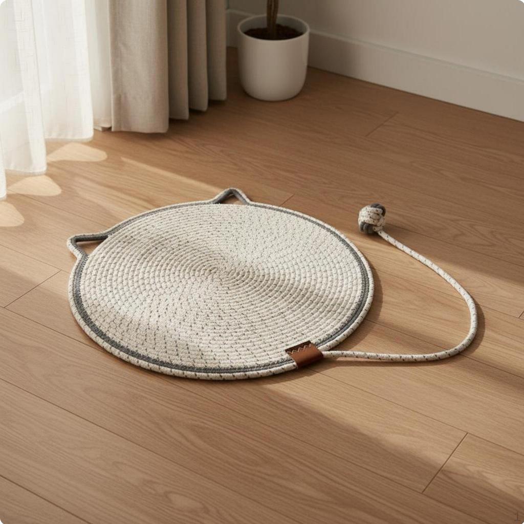 Round Cat Scratch Mat LowShed Scratching Pad for Indoor Cats, Kittens Pink 35CM