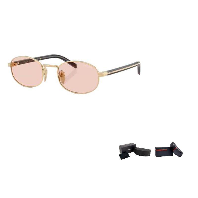 Prada Logo Elegant Design Metal Oval Sunglasses Women sunglasses Gold PRB53S5AK50V