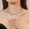 Geometric Triangle Hollow Rhinestone Necklace Earrings Set
