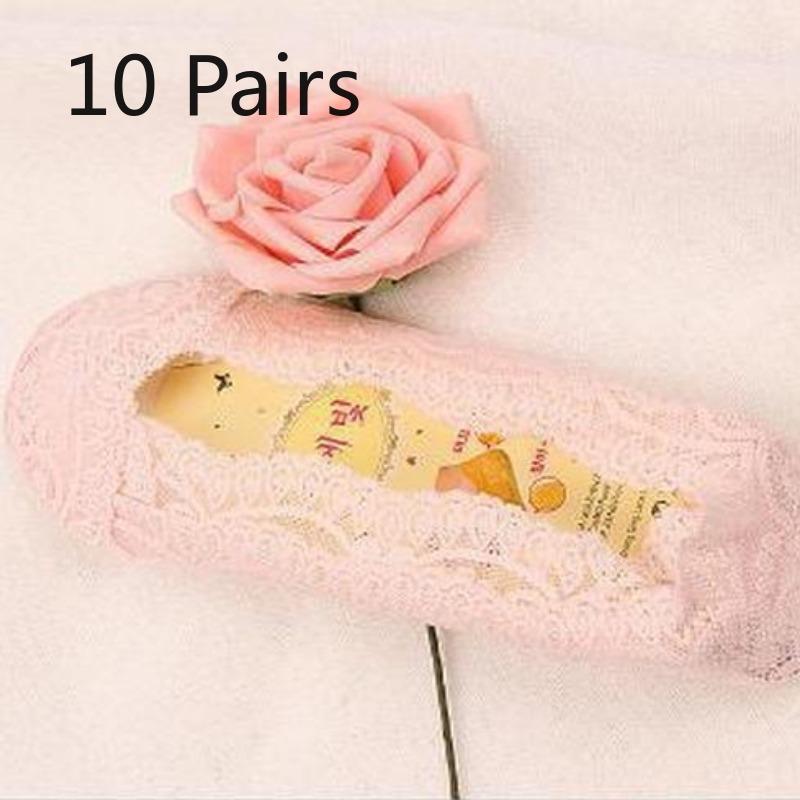 10 Pairs of Spring and Summer Lace Boat Socks for Women, Thin Silicone Ice Silk Invisible Socks, Sweat-absorbing and Breathable Socks