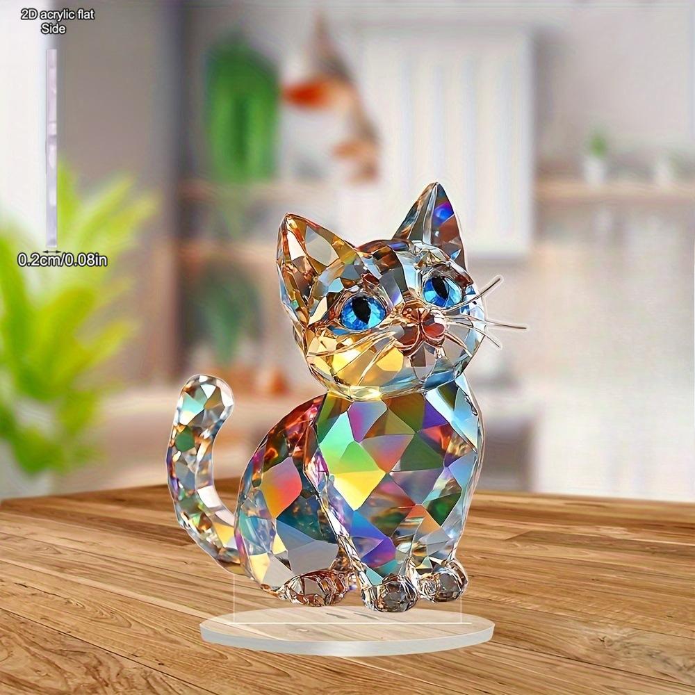 Decorazioni Appese Gatto di Cristallo Scultura Acrilica/ Statua Gatto da Tavolo per Finestre di Casa e Decorazioni per Feste, Decorazione Quattro Stagioni
