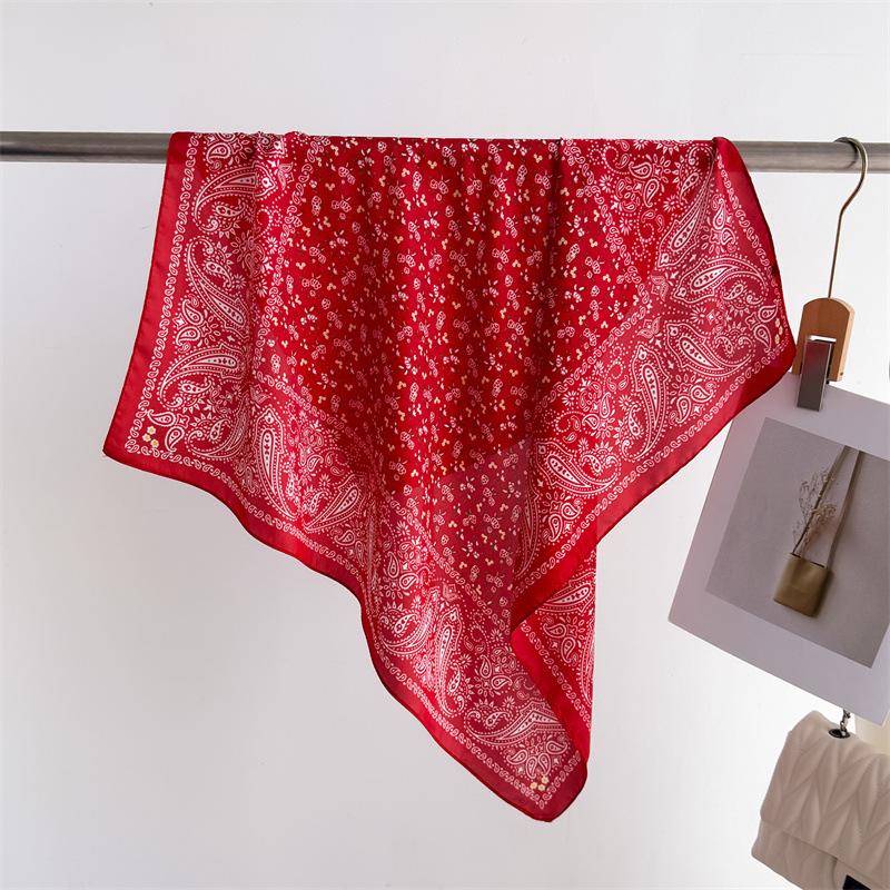 Luxury Brand  Chain Print Square Silk Scarf for Women Hijab Hair Bands 70cm Neckerchief Female Satin Shawl Ribbon Headband