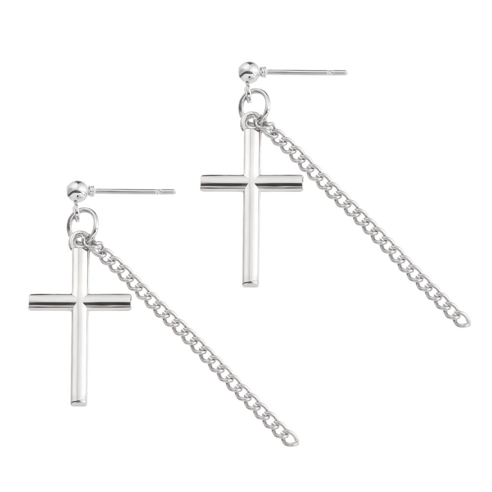 2pcs Trending Y2k Super Cool Dark Street Cross Chain Bungee Earrings for Women Cool Handsome Personality No Pierced Ear Clip