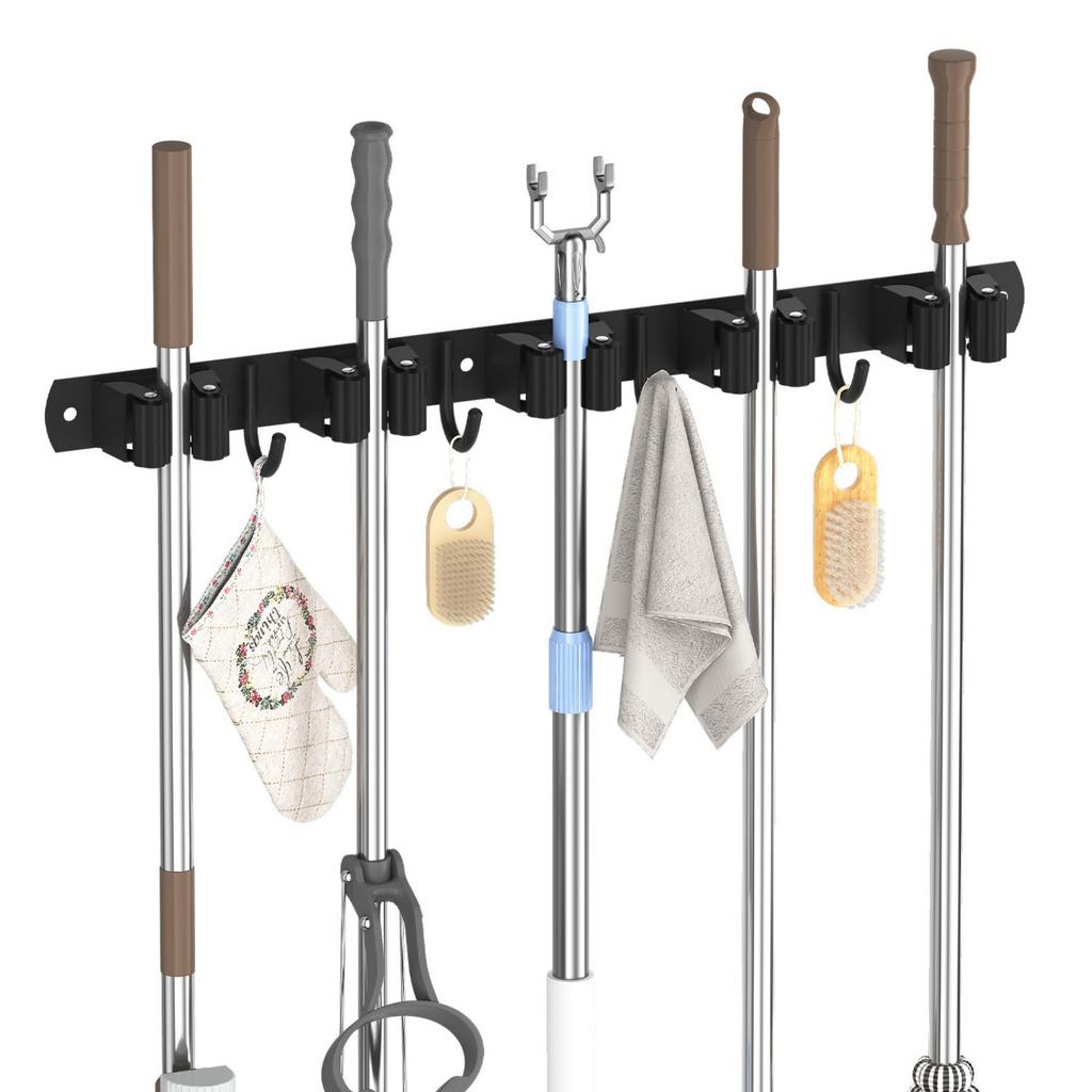 5 Clamp 4 Hook Wall Mounted Storage Organizer For Bikes Garden Tool Garage Space Saving Metal Hooks