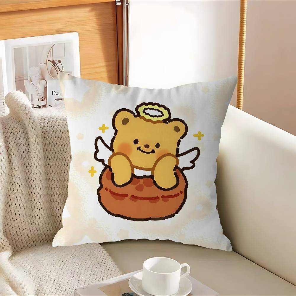 CUTE Butter Bear Pillowcase Toon Gift Cushion Cover Bedroom Home Sofa Chair Seat Decor Pillow Case