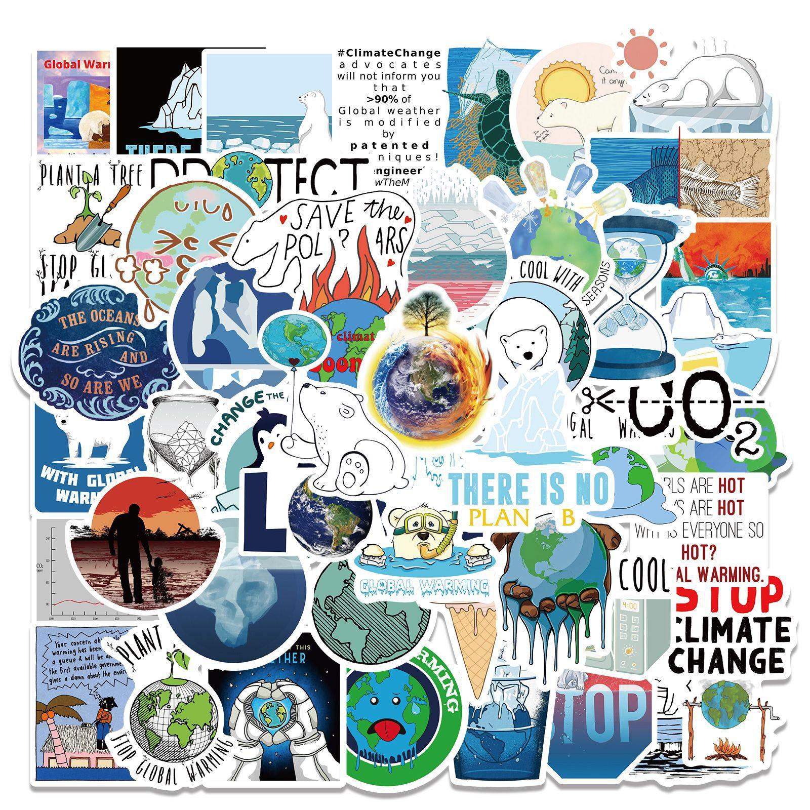 

50 Глобальное изменение климата Граффити Наклейки Багаж Тележка Чемодан Ноутбук Водонепроницаемый Сделай сам