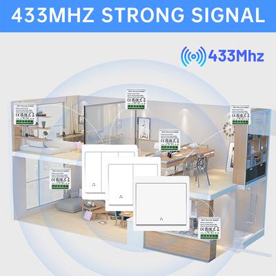 RF433MHz Smart Wireless Relay Switch Module 1/2/3 Gang Wall Panel & Mini Round Button AC100–240V for LED Light Smart Control