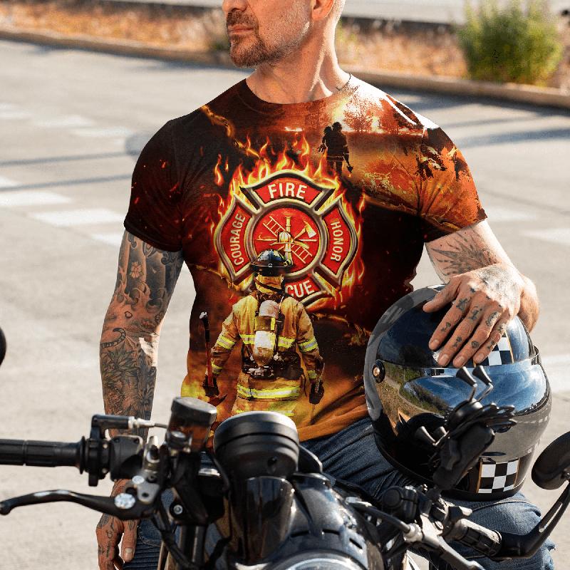 Firefighter Graphic 3D Print Pánská trička pro muže Oblečení Oversized TričkaLéto Neformální Topy s krátkým rukávem Osobnost