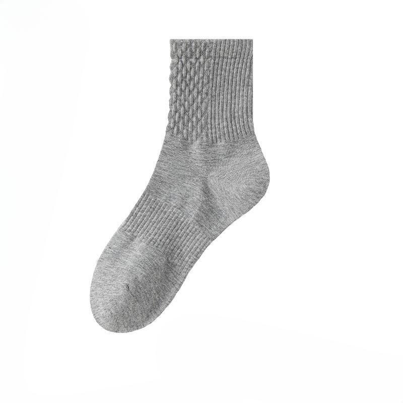 Female Autumn and Winter Draw Waist Pure Color Sports Breathable Sweat Absorbent Boneless Cotton Socks