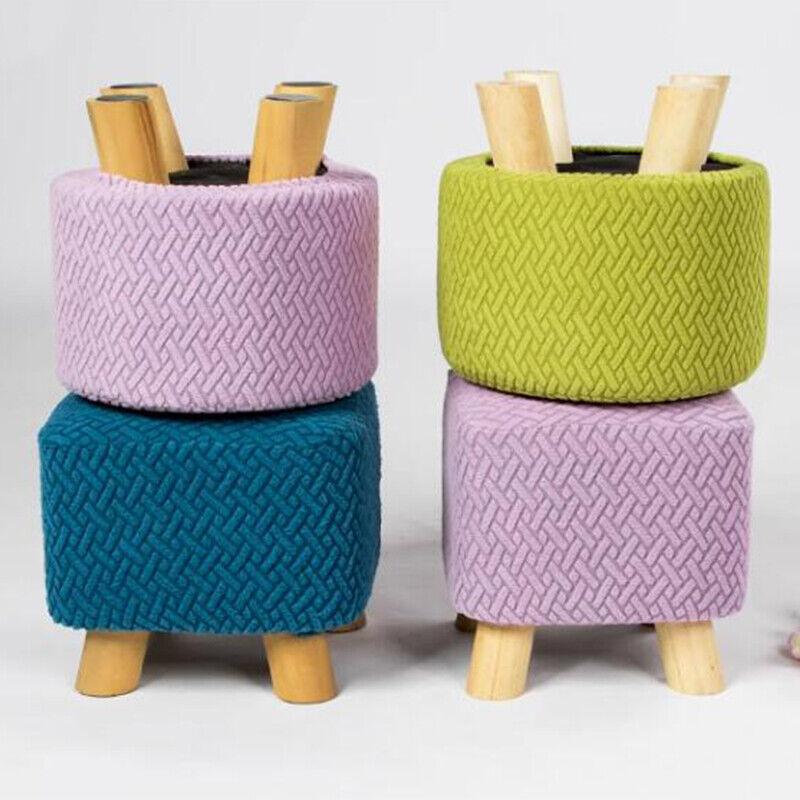Square Stool Covers Thick Stretch Knitting Round Seat Covers Living Room Chair Cover Small Footstool Ottoman Slipcover Protector
