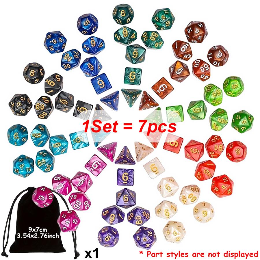 7-28pcs Polyhedral Dice Set with 1-4pcs Black Storage Bag Color Number Polyhedra Dice RPG D&D Role-playing Games Accessories