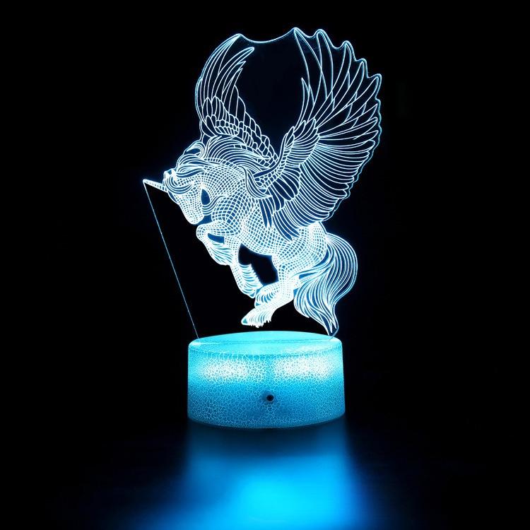 Pegasus Unicorn Geometric Horse LED Touch Remote Control, Creative Gift with Seven Colors
