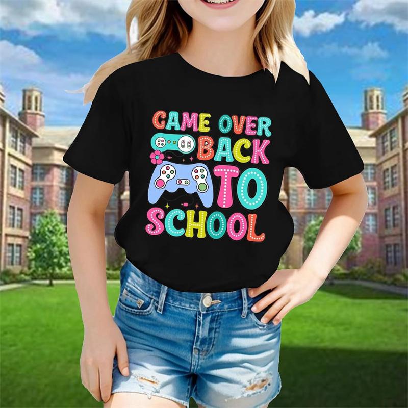 Sommer Neu 3D Schulanfang Druck T-Shirt Erster Schultag Grafik T-Shirts Kinder Mode Streetwear Kurzarm Oberteil