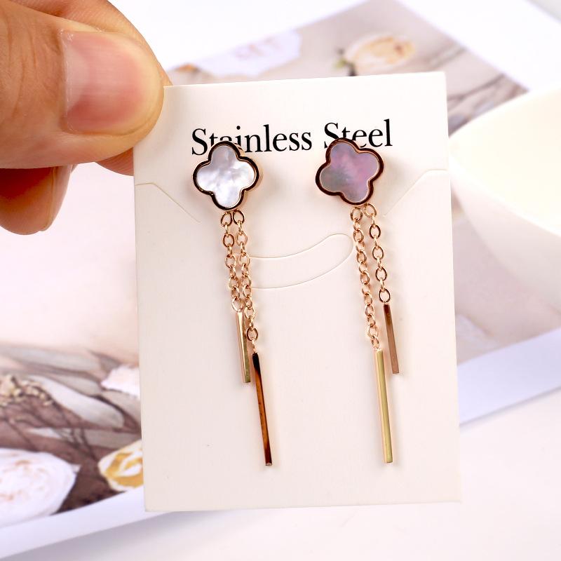 Fraudi Four -Leaf Earlobe Female 18k Gold Titanium Steel Jewelry