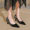 Temperament Professional Shoes Black Work Shoes Mid-heel Pointed Single Shoes Red High Heels Stiletto