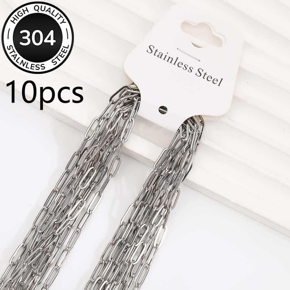 10-pack-304 Stainless Steel Necklace Chain-clip Chain-chain-band Lobster Buckle-simple and Classic
