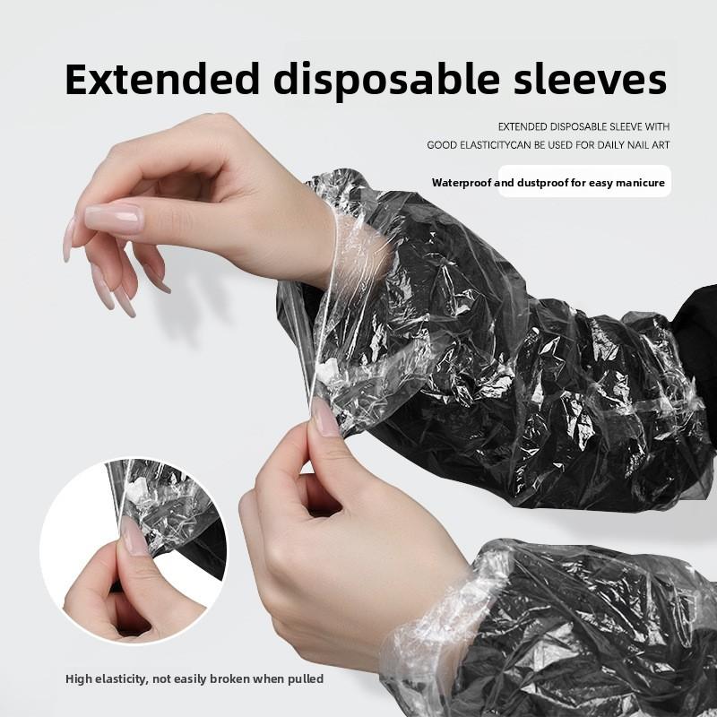 100Pcs/set Nail care lengthened and thickened disposable transparent sleeves waterproof and anti-fouling high elasticity nail salon sleeves
