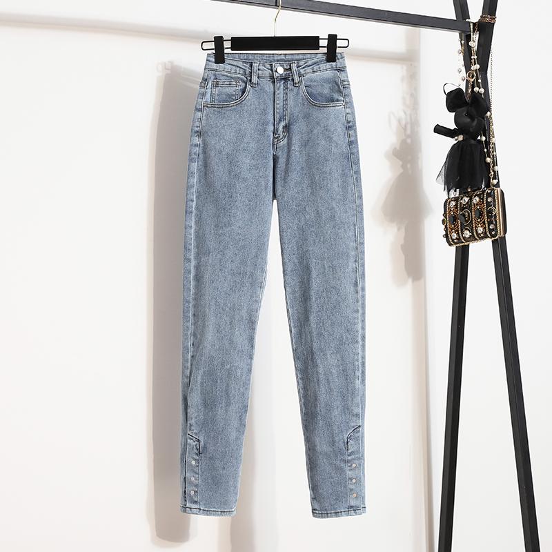 

Джинсы MOJTA больших размеров, женские прямые свободные повседневные брюки с высокой талией периода «Воюющих государств»