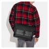 Coach Hudson 36 Flap Closure Coated Canvas and Natural Pebbled Leather Messenger Bag Shoulder Crossbody Bag Men's Charcoal and Black