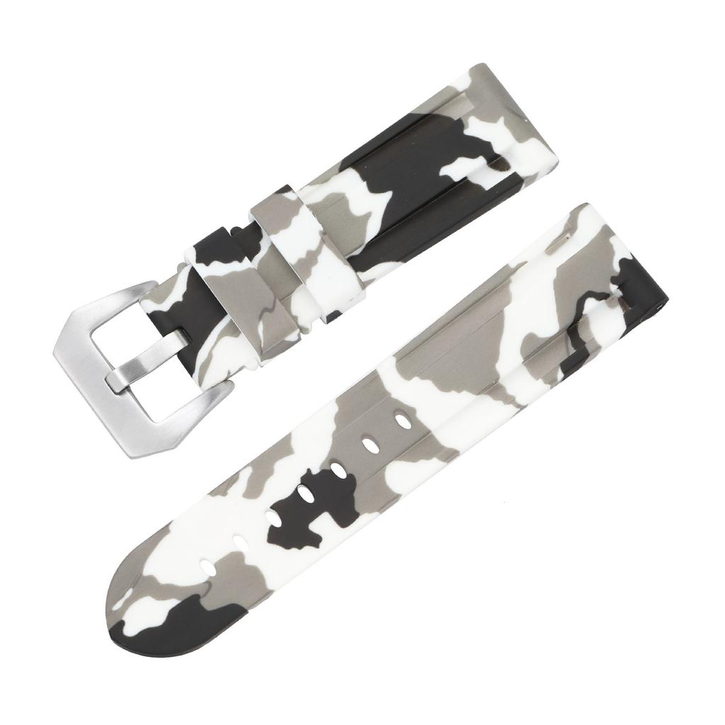 Universal Silicone Watch Band for Panerai - 20mm 22mm 24mm 26mm Soft Rubber Camouflage Sport Big Buckle Durable Strap for PAM Military Smart Watch