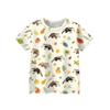 Kids Animal Print Crew Neck Short Sleeve Casual Loose Fit T Shirt Top Soft Comfortable Fabric Suitable for Everyday Wear