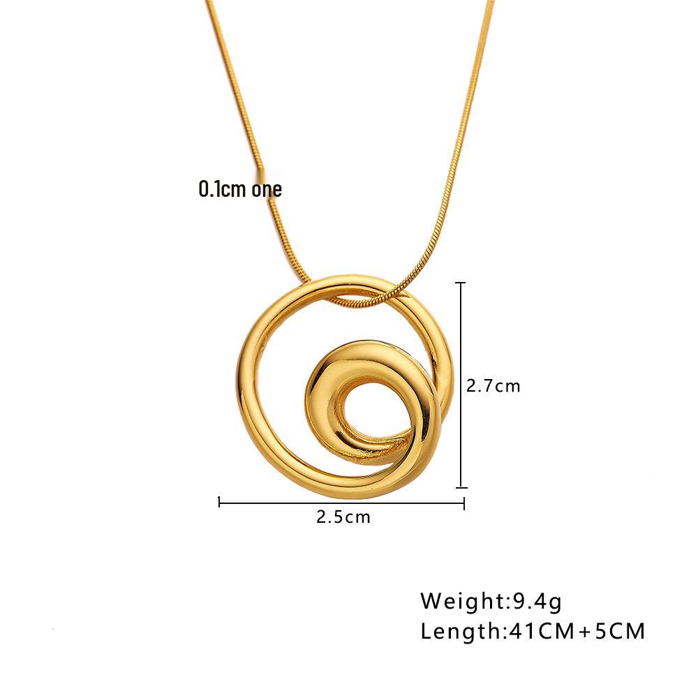 European INS-Style 18K Gold Plated Swirl Collarbone Sweater Necklace for Women