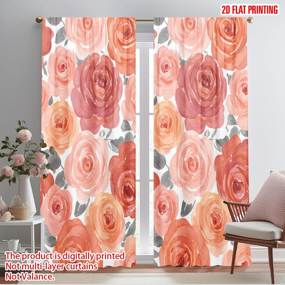 

2pcs 2D flat printing Curtain Floral Faith Peaceful Bloom 100% Polyester Without Electricity Birthday Party Use for Holiday 52.50×116.00 CM 2pcs