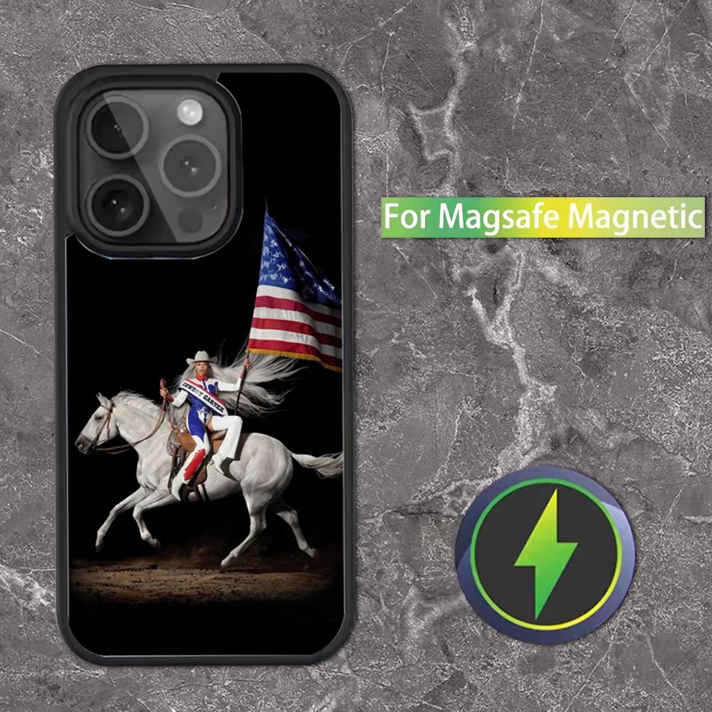B-Beyonce Cowboy Phone Case For iPhone 16,15,14,13,12,11,Pro,Max,Plus,Mini,SE Magsafe Magnetic Wireless Charging
