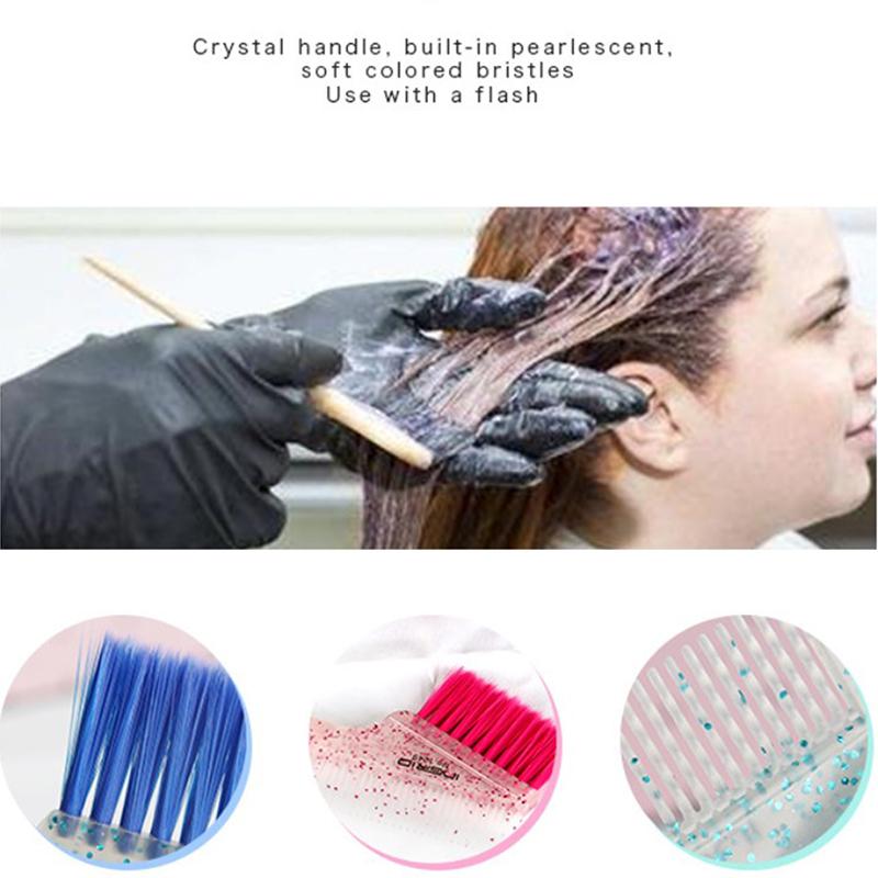 Weiche Faser Glitzer Tönung Farbe Haarbürste Friseurbedarf Pro Salon Werkzeuge Bleichkamm