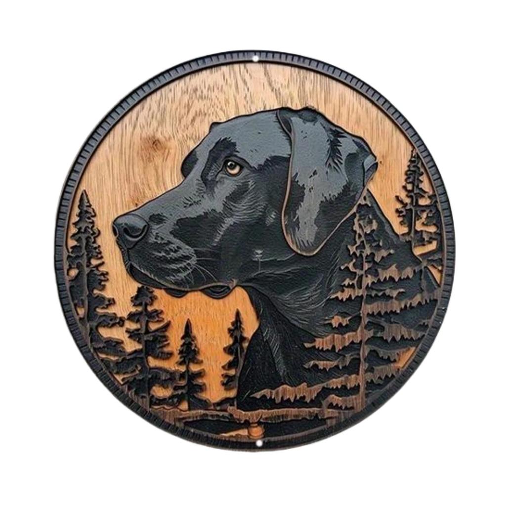 Round Metal Aluminum Sign Faux Embossing Wreath Sign Living Room Decoration Mothers Day Gifts French Bulldog Themed Decoration