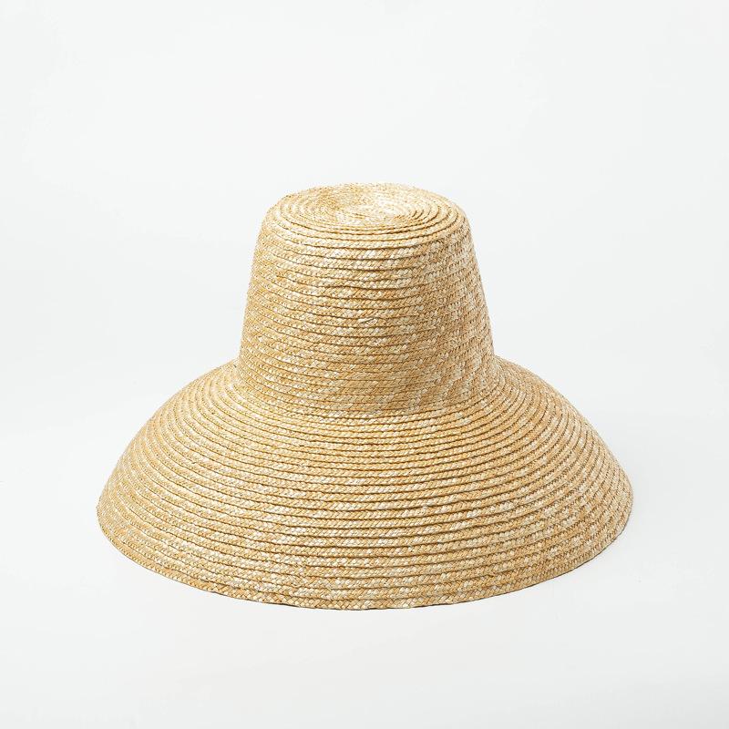 European and American Fashion Retro High-top Big-eave Straw Straw Hat Outdoor Sunscreen Sunshade Concave Shape Big-edge Straw Straw Hat