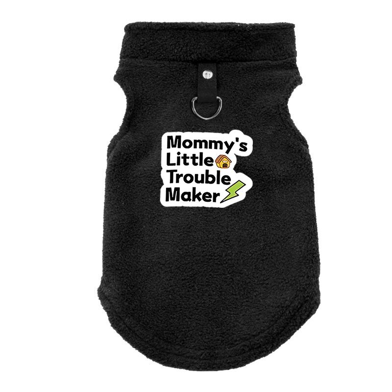 Winter Buckle Fleece Pet Dog Clothes Mommy's Little Trouble Maker French Bulldog Coat Pug Costumes For Small Dogs Chihuahua Vest