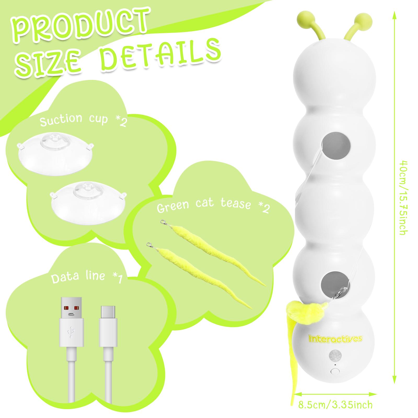 

Интерактивная игрушка для кошек Перезаряжаемая гусеница Дразнящая кошку палочка-игрушка с присоской Устойчивая к укусам Умная игрушка для кошек Товары для питомцев