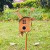 1pc Wrought Iron Art Bird House Shape Outdoor Garden Ground Insert for Outdoor Yard Patio Garden Decoration