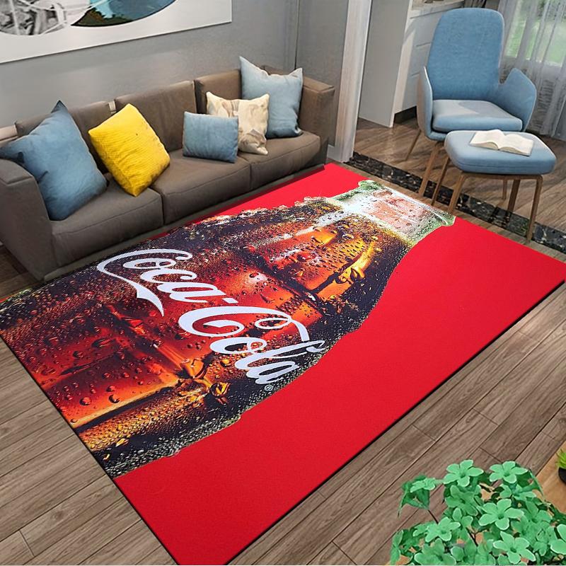 "Red Carpet with Coca-Cola Bottle Print for Home Decoration" Suitable for Use As an Anti-slip for Living Room Bedroom Sofas