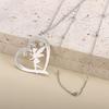  Heart Shaped Elves Fairy Pendant Necklace Stainless Steel Flower Angel Pixie Necklaces Rhinestones Birthday Jewelry Gift