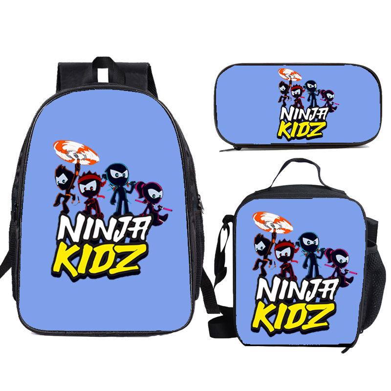 NINJA KIDZ 3-teiliges Set Kinder Schulrucksack mit Umhängetasche Federmäppchen Schultaschen für Jungen Mädchen Bestes Geschenk