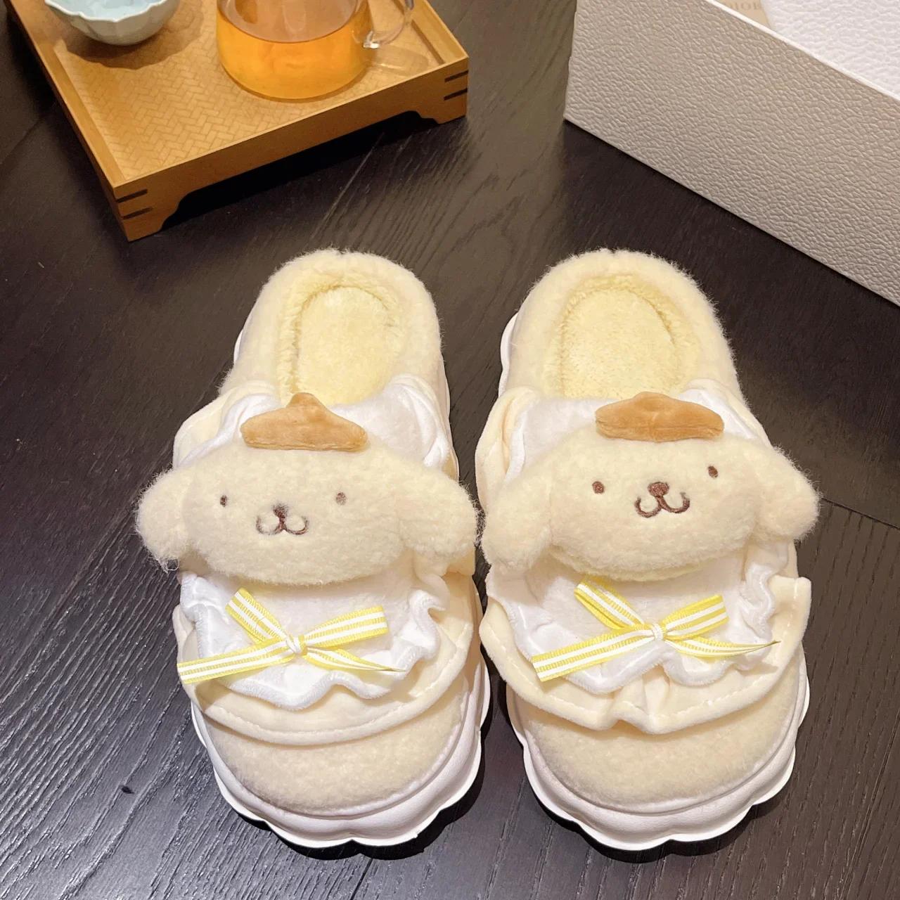 

Хлопковые тапочки с рисунком милые зимние домашние тапочки на толстой подошве сохраняют тепло хлопковая обувь 40-41 жёлтый