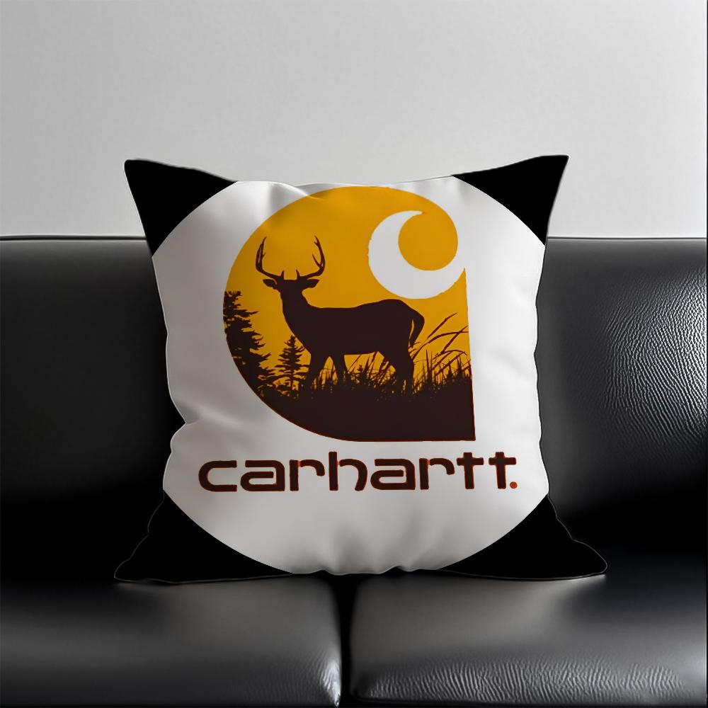 Módní povlak na polštář s logem C-Carhartt, proti roztočům, s neviditelným zipem, hebký krátký plyš, potah na polštář na pohovku