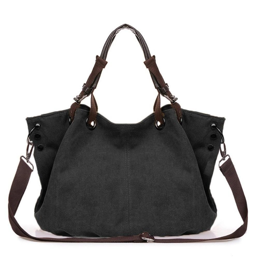 Large Capacity Canvas Crossbody Bag Durable Shoulder Bag Casual Tote Bag Women чёрный